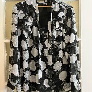 Karl Lagerfeld Elegant Black and Gray Floral Blouse